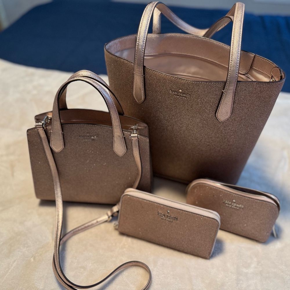 Kate Spade Metallic Brown Crossbody Bag Set